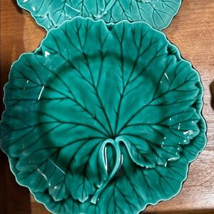 Wedgwood of Etruria & Barlaston Majolica Cabbage Leaf Plates
